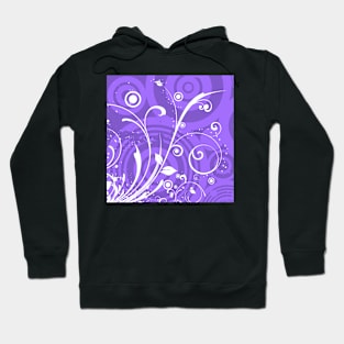 Purple White Floral Art Hoodie